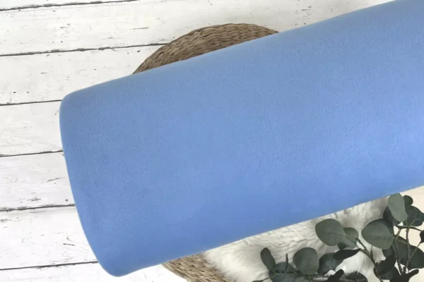 Kuschelweicher Baumwollfleece Stoff in der Uni Farbe blau