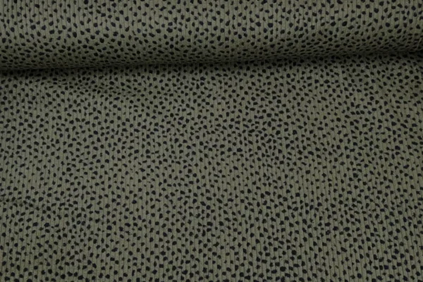 Breitcord aus Baumwolle mit Punkte Muster in olivgrün